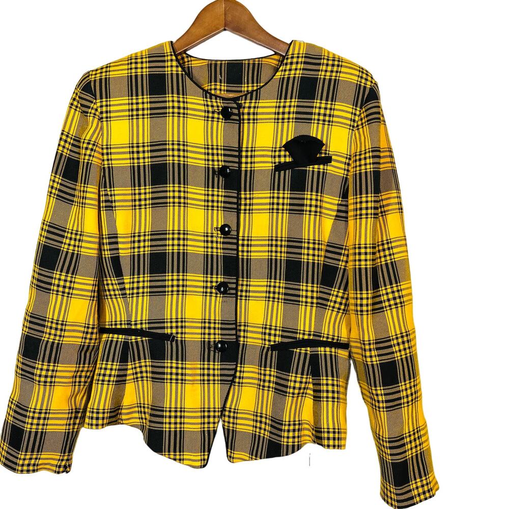 Clueless Cosplay Blazer Top Gold Black Lightweight Long Sleeve Pocket Square - L